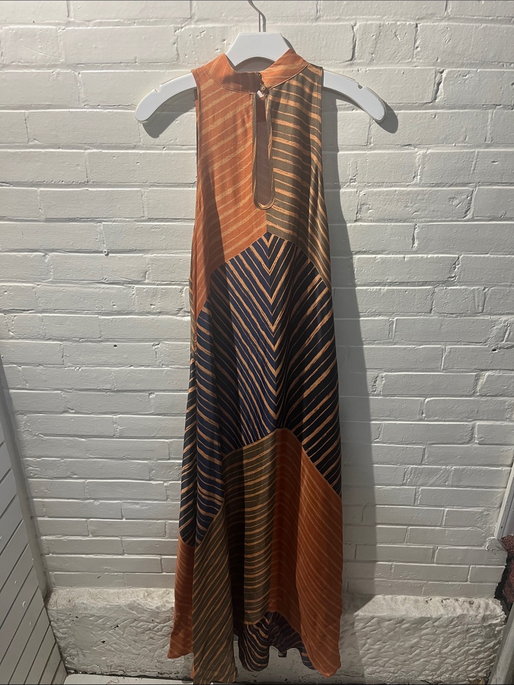 Anthropologie Striped Chevron Maxi Dress in Rust and Navy - Picture 9 of 9